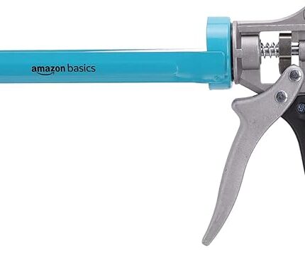 Amazon Basics Heavy Duty Sealant Caulking Gun - 310 ml (0.3 Litres) - 12:1 Thrust Ratio, Aluminium handle with plastic support grip, Blue/Grey