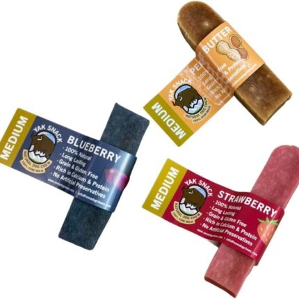 100% Natural Himalayan Yak Chews for Dogs Peanut Butter Strawberry Blueberry Yak Milk Dog Chews, Long-Lasting Hard Cheese Yak Chew, Protein-Rich Natural Treats Dental Chews Dog treat