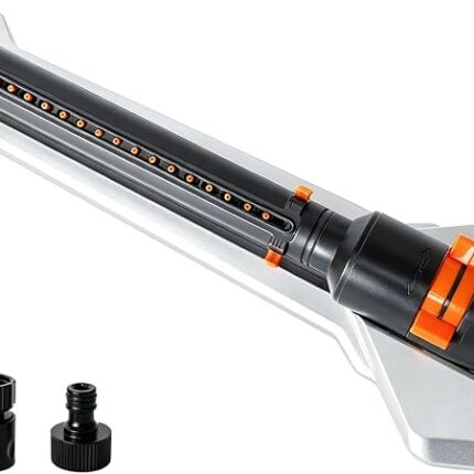Diivoo Oscillating Lawn Sprinkler, Metal Base, Stepless Rectangular Spray, Built-In Metal Filter & 17 Nozzles, Quick Connect Fitting, Large Sprinkler for Grass, Yard & Garden - Up to 353 sq m
