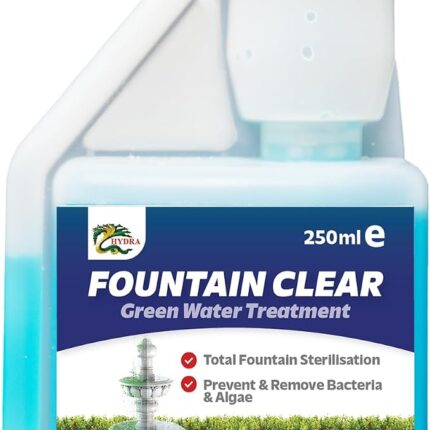 Hydra Fountain Clear Water Feature Cleaner | 250ml Treats 7,500L Highest Dilution Rates - Water Feature Treatment Keeps Water Crystal Clear from Algae, Cleans Water & Biofilm Build-up