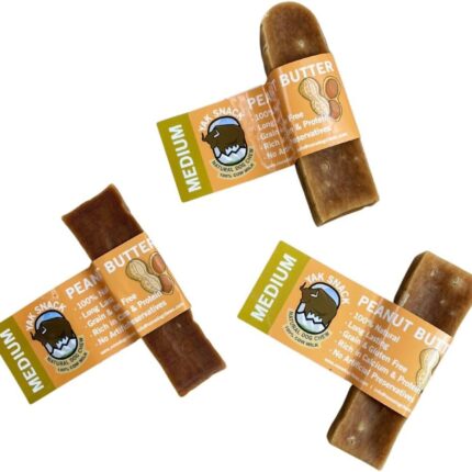 100% Natural Himalayan Yak Chews for Dogs Peanut Butter 3 Pack Yak Milk Dog Chews, Long-Lasting Hard Cheese Yak Chew Bone, Protein-Rich Natural Treats Dental Chews for Aggressive Dog Treat