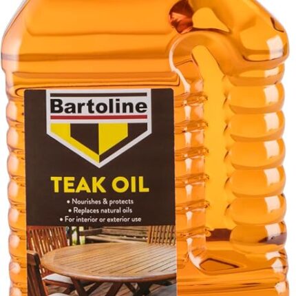 Bartoline Teak Oil 2L, Deep Penetrating Wood Oil for Outdoor and Indoor Furniture, Garden Furniture, Hardwood Protection & Teak Care
