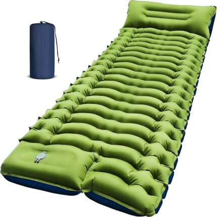 Yuzonc Camping Sleeping Pad, Ultralight Inflatable Camping Mat with Pillow Built-in Foot Pump Portable Inflatable Sleeping Pads Compact for Outdoor Camping, Backpacking, Hiking, Tents