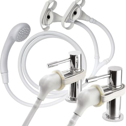 Croydex Secura Shower Head and Hose - Easy Install Push On Shower Attachment for Bath Taps with 1750mm Hose Length, Straps to Secure, Rub Clean Nozzles and Compatible with Low or High Pressure Systems
