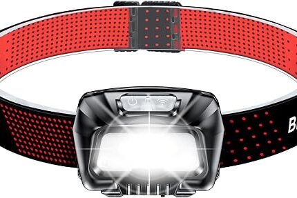 Blukar Head Torch Rechargeable, 2000L Super Bright LED Headlamp Headlight with Sensor Control, 6 Light Modes, IPX5 Waterproof, 30 Hrs Runtime for Power Cuts, Emergency, Running, Hiking etc.