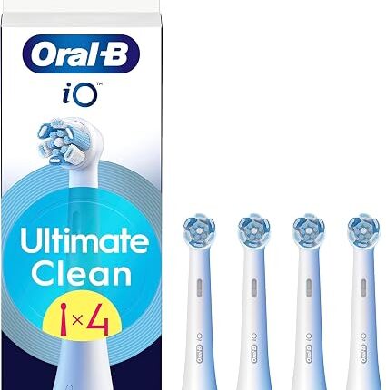 Oral-B iO Series Ultimate Clean Replacement Brush Heads, 4 Count - Original Round Head, Crisscross Bristles, Deep Cleaning, Plaque Removal, Long-Lasting Use, Compatible with Oral-B iO Toothbrushes