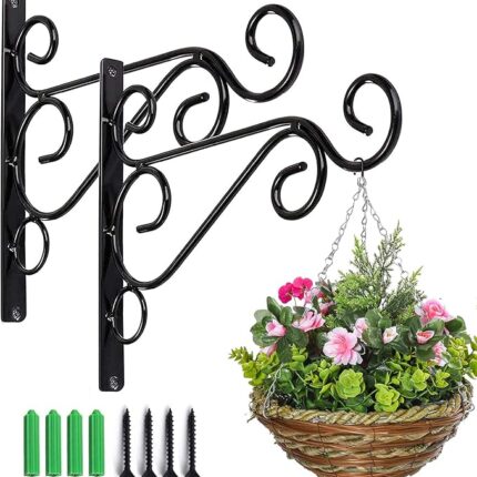 2PCS Hanging Basket Bracket, Brackets for Hanging Basket,Bird Feeders,Lanterns,Wind Chimes,Planters,Outdoor Decoration Hooks