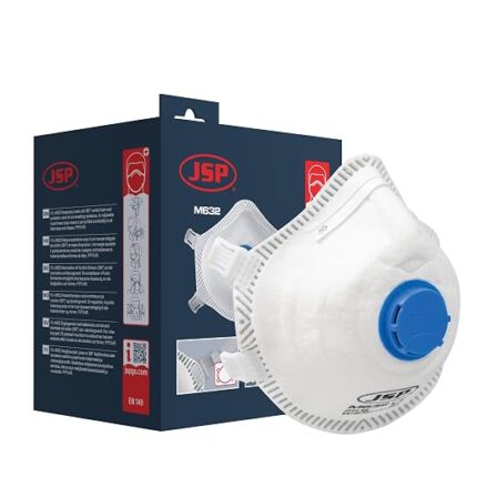 JSP M632 FFP3 Moulded Disposable Valved Dust Mask (10 pack) - Face Mask - For Silica Dust, Sanding, Mould, Aerosols, Fumes, Viruses - Construction, Woodwork, DIY, Industrial - 99% Filtration - EN 149