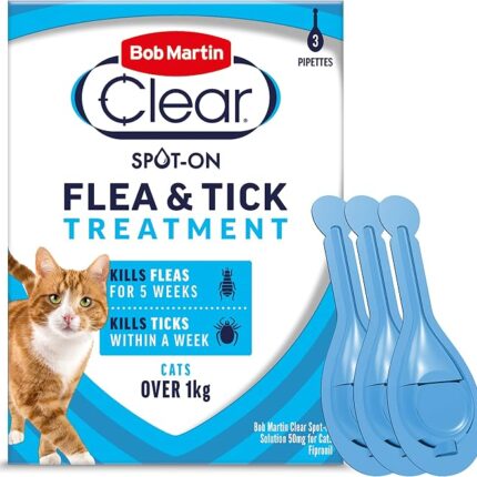 Bob Martin Clear Spot On Flea Treatment for Cats & Kittens - Kills Fleas & Ticks (3 Pipettes)